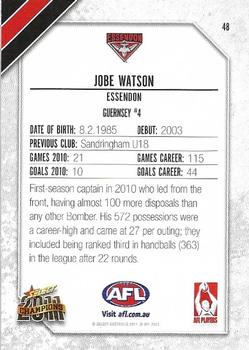 2011 Select AFL Champions #48 Jobe Watson Back
